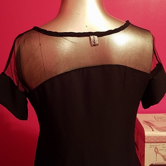 Xinyiyifang goth grunge punk black fishnet sheer t shirt dress sz small coverup - Picture 7 of 7